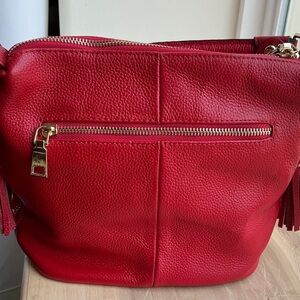 Red Pebbled Leather Crossbody